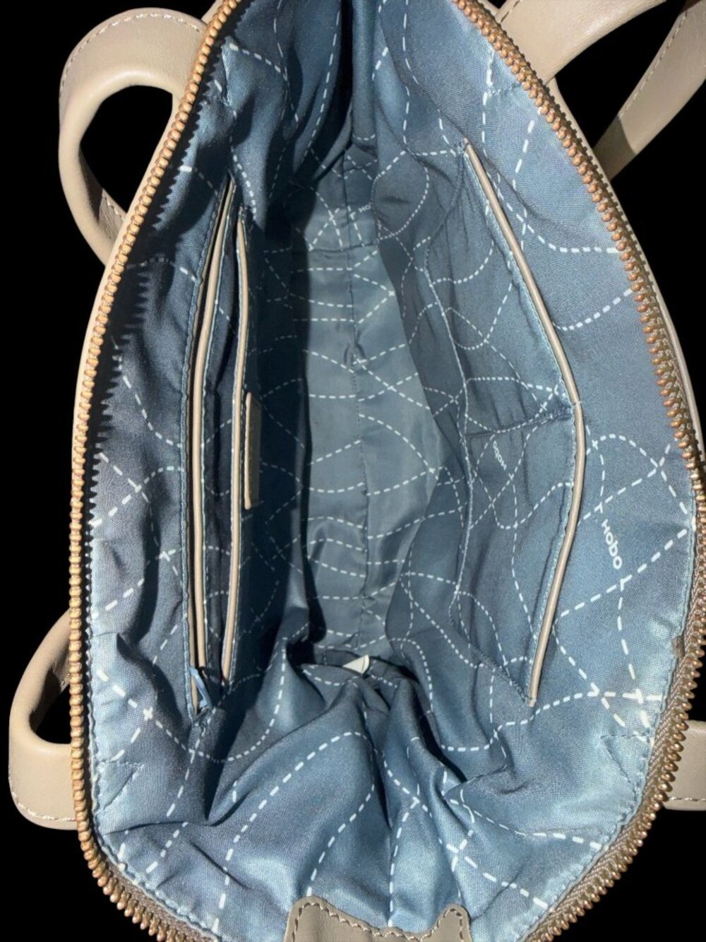 HOBO Double Zip Satchel Taupe Matte Leather Brass Shoulder Bag Detachable Strap - Picture 11 of 12